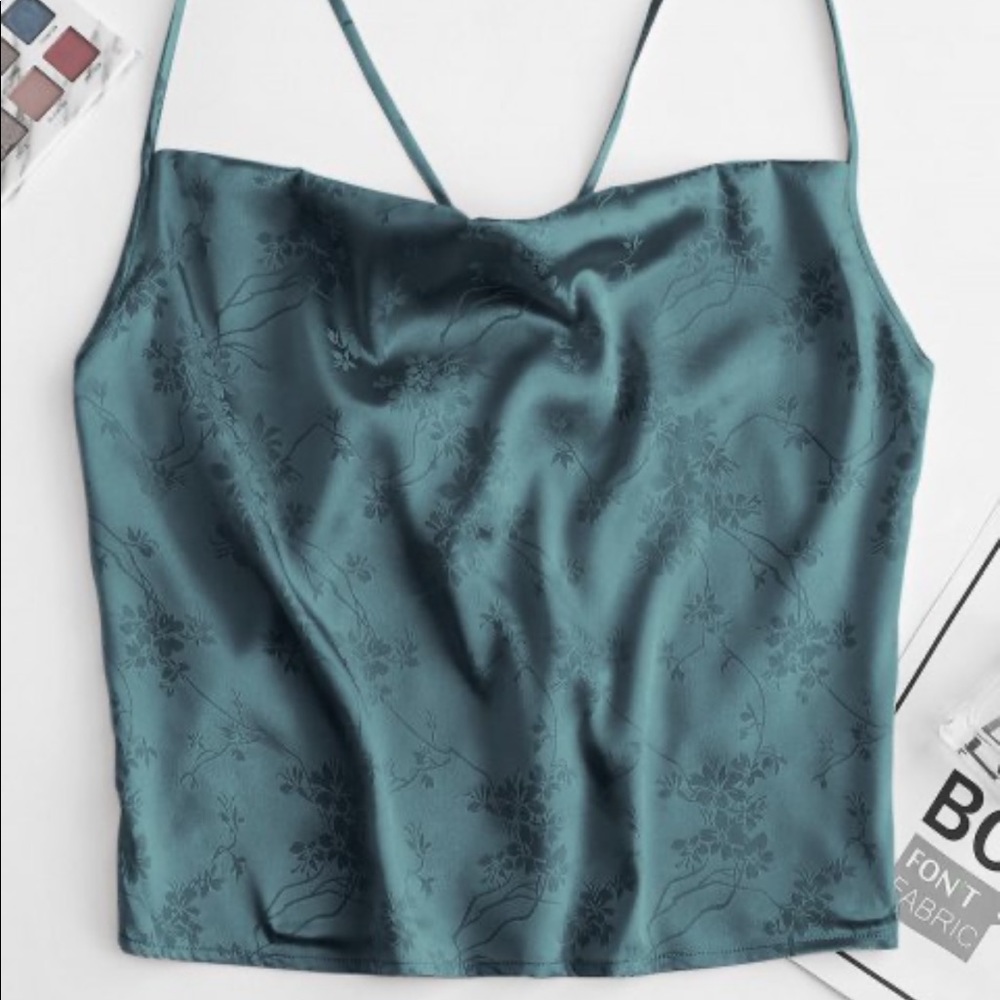 Flower Jacquard Crop Camisole